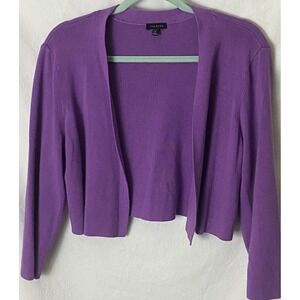 Talbots Womens Sz L Bolero Shrug Cropped Sweater lt Purple Open Front Softgirl